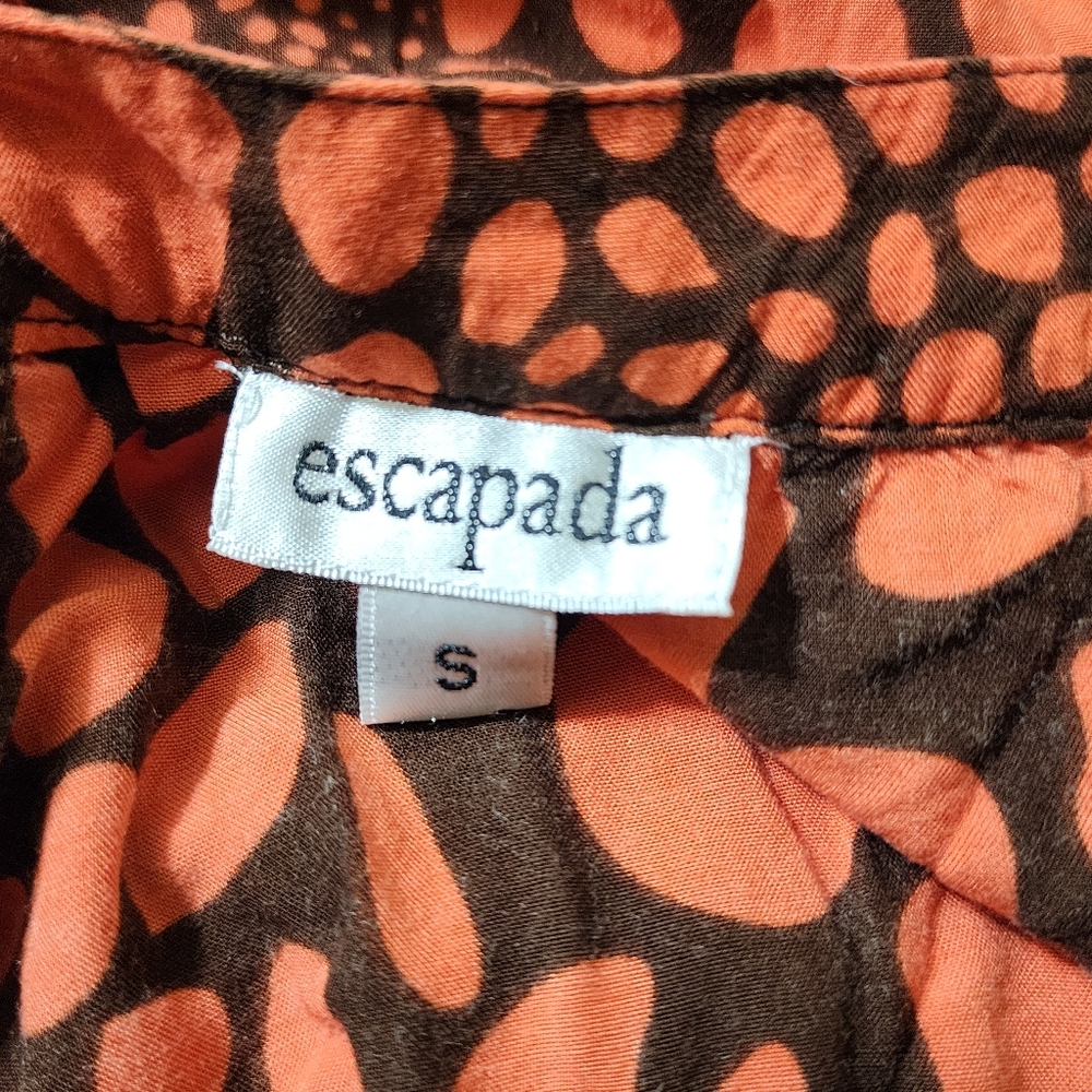 ESCAPADA size Small V Neck Soft Rayon Animal Print Casual Tunic Orange Brown - Picture 12 of 14